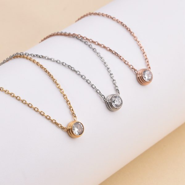 22788903281_1493658876.jpg Stainless Steel Round Zirconia Necklace 632032482596