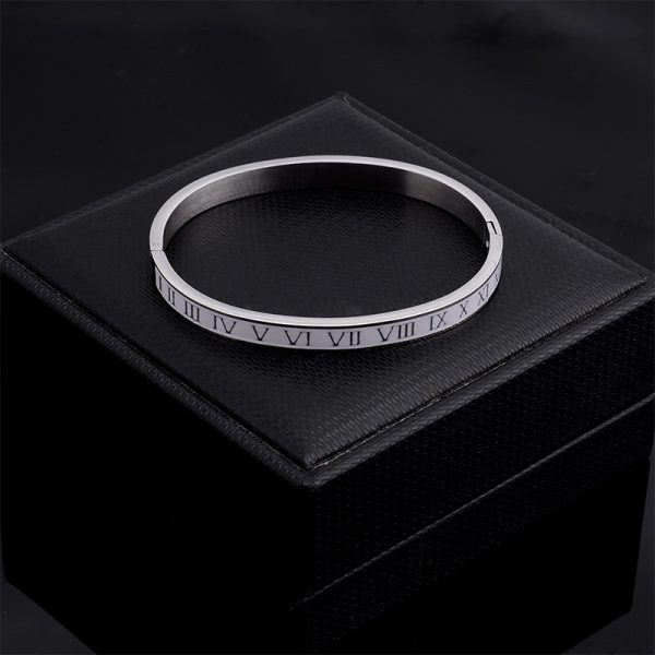 23379966487_1493658876.jpg Stainless Steel Roman Numeral Enamel Bangle 633477005792