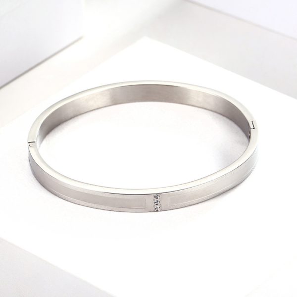 Stainless Steel Matte Three Stone Bangle 633239493571