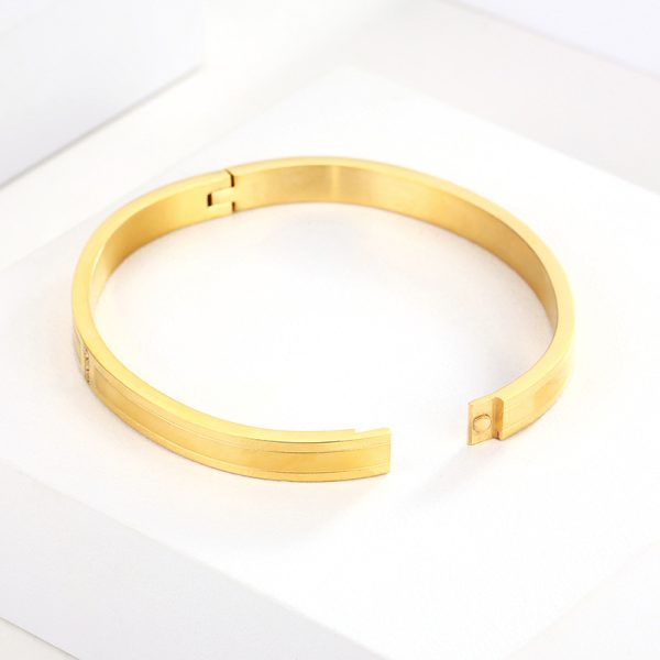 Stainless Steel Matte Three Stone Bangle 633239493571