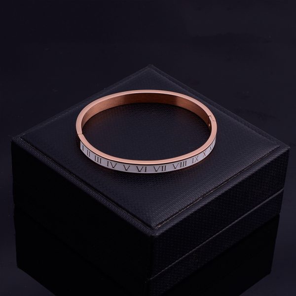 23466181733_1493658876.jpg Stainless Steel Roman Numeral Enamel Bangle 633477005792