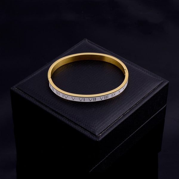 23564549549_1493658876.jpg Stainless Steel Roman Numeral Enamel Bangle 633477005792