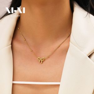 Stainless Steel Bow Necklace 809793137298