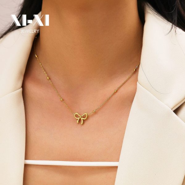 O1CN0107Xk5L25wjbpCOFMo_3529117591-0-cib.jpg Stainless Steel Bow Necklace 809793137298