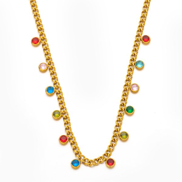 O1CN010Om9Bm25wjYgX28Bg_3529117591-0-cib.jpg Stainless Steel Zirconia Round Necklace 867992389578