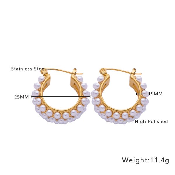 O1CN010PcUER25wjRfxsNmo_3529117591-0-cib.jpg Stainless Steel Pearl Hoop Earrings 756784087822
