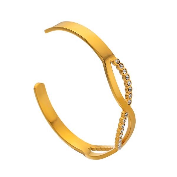 O1CN010PxFiO25wjY22TDX7_3529117591-0-cib.jpg Stainless Steel Zirconia Twist Bangle 855905674874