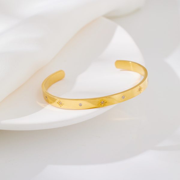 O1CN010UhQPp25wjQPHXywq_3529117591-0-cib.jpg Stainless Steel Star Open Bangle 744488165392
