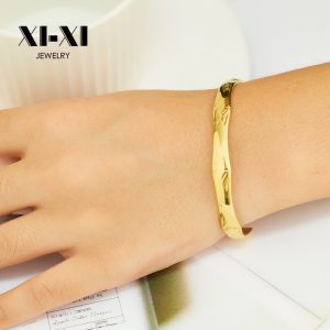 Stainless Steel Bamboo Open Bangle 747135353052