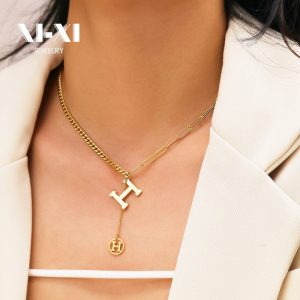 Stainless Steel Letter H Necklace 814581593457