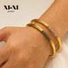 O1CN012GWnis25wjblWmGg2_3529117591-0-cib.jpg Stainless Steel Rhinestone Open Bangle 761707979797