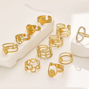 Stainless Steel Clover Heart Ring 981930324372