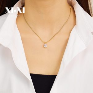 Stainless Steel Zirconia Teardrop Necklace 793067932641