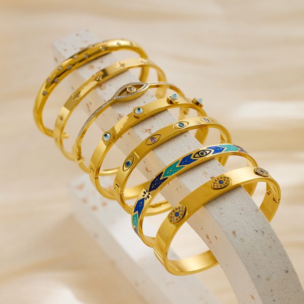 Stainless Steel Evil Eye Bangle 706302126368