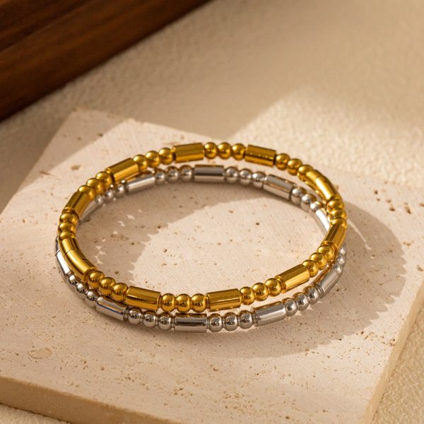 O1CN013ULtha25wjZbcLteI_3529117591-0-cib.jpg Stainless Steel Textured Bead Bangle 894394207110