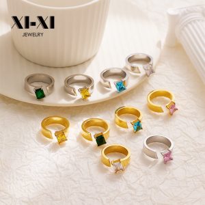 Stainless Steel Square Zirconia Ring 726614350478