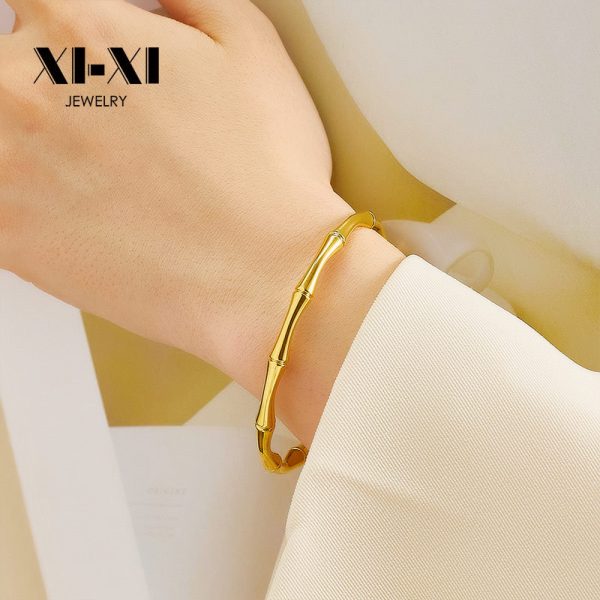 Stainless Steel Bamboo Open Bangle 724780767503