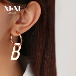Stainless Steel Letter B Drop Earrings 647795628807