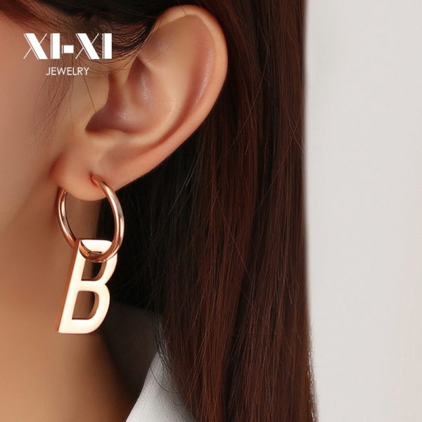 Stainless Steel Letter B Drop Earrings 647795628807