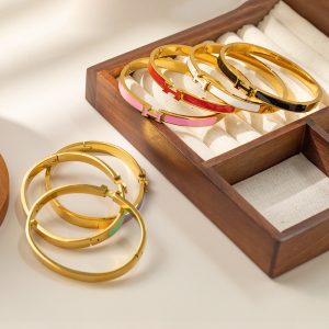 Stainless Steel Enamel H Bangle 1049345610412