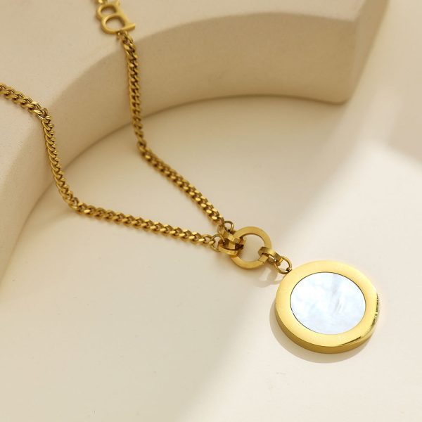O1CN018GMTRu25wjW0NgUO4_3529117591-0-cib.jpg Stainless Steel Mother of Pearl Round Necklace 824753644973