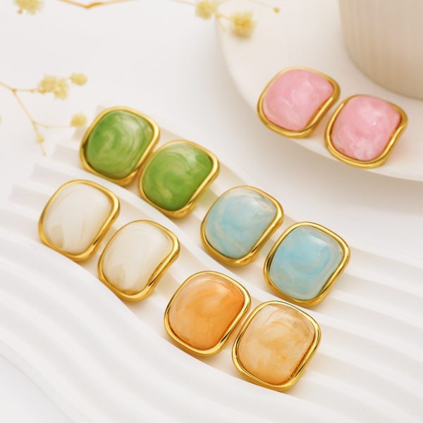 O1CN019gKK2L25wjUwCeeKj_3529117591-0-cib.jpg Stainless Steel Resin Square Earrings 805115945934