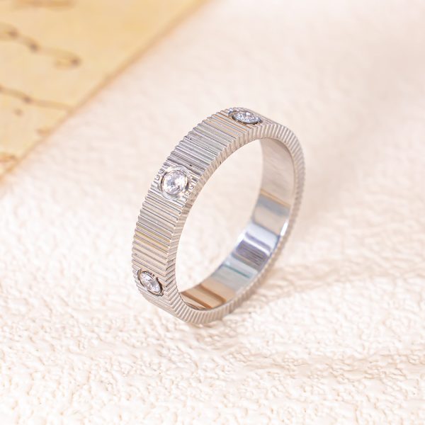 Stainless Steel Ribbed Zirconia Ring 1053003008258
