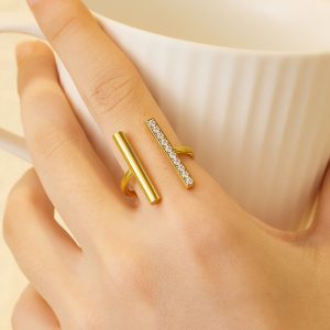 Stainless Steel Double T Open Ring 1053556029047