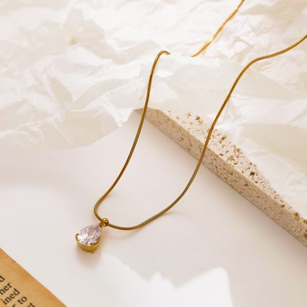 O1CN01AKkrWv25wjUJAug9l_3529117591-0-cib.jpg Stainless Steel Zirconia Teardrop Necklace 793067932641