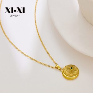 Stainless Steel Star Coin Necklace 747602761053