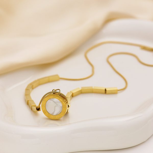 O1CN01B2HsA125wjVaXHwwm_3529117591-0-cib.jpg Stainless Steel Mother of Pearl Roman Numeral Necklace 816323005979