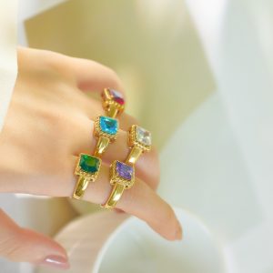 Stainless Steel Open Gemstone Ring 1055691420583