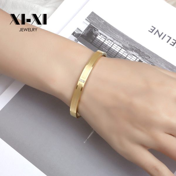 Stainless Steel Matte Three Stone Bangle 633239493571