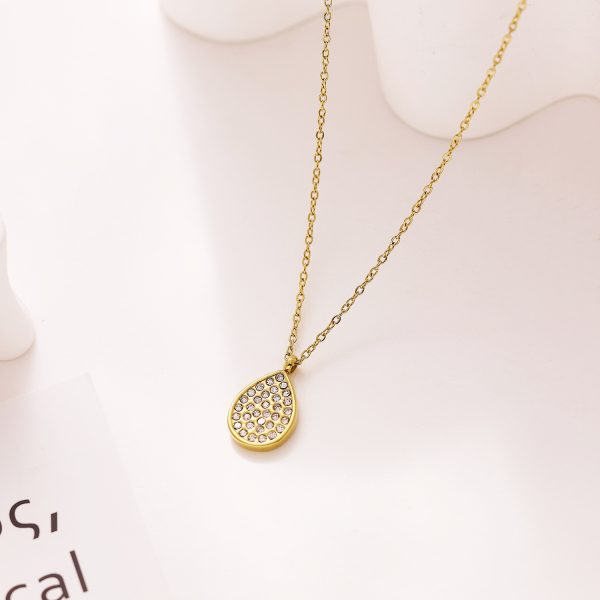 Stainless Steel Rhinestone Racket Necklace 929511468888