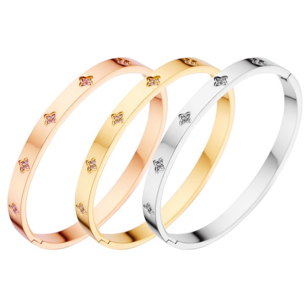 Stainless Steel Clover Bangle 682614923670