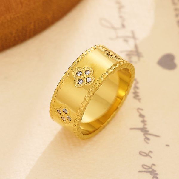 Stainless Steel Heart Rhinestone Ring 762083830049