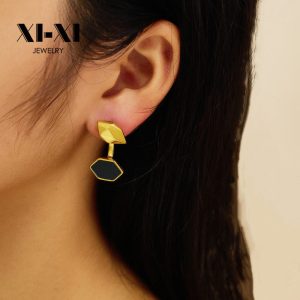 Stainless Steel Hexagon Earrings 756725806821