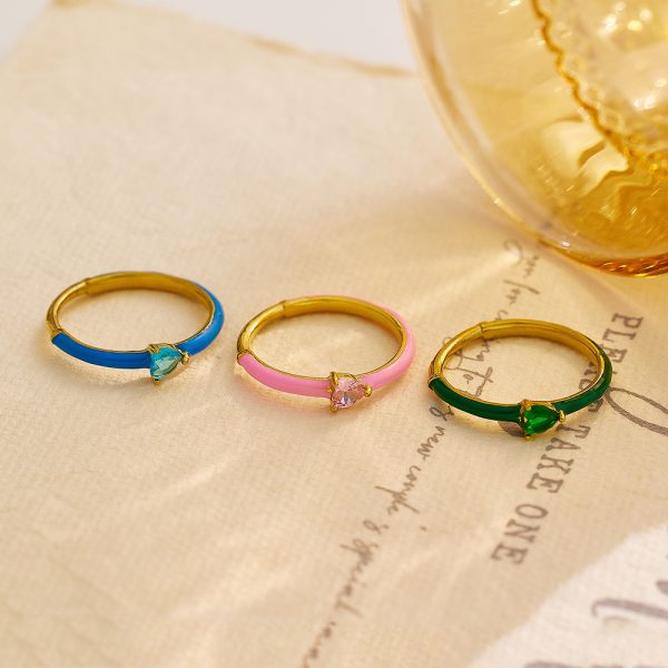 Stainless Steel Heart Enamel Ring 1053225333502