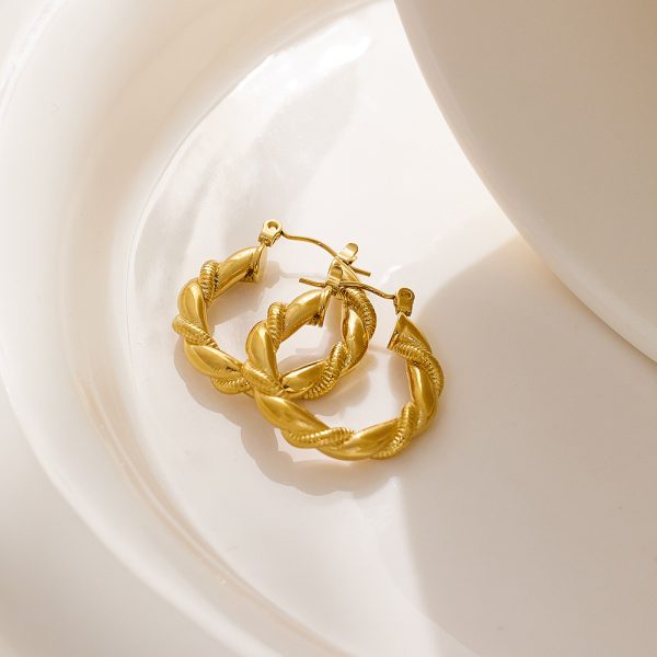 O1CN01Fu0rSt25wjSkm1jXm_3529117591-0-cib.jpg Stainless Steel Rope Hoop Earrings 770233270668