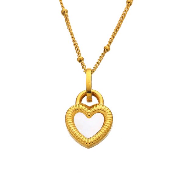 O1CN01GGMjCK25wjVuY8KGn_3529117591-0-cib.jpg Stainless Steel Mother of Pearl Heart Necklace 823122161753