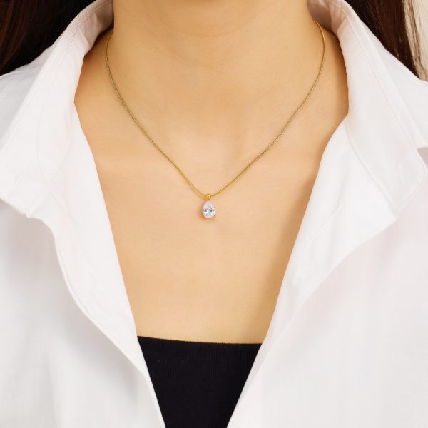 O1CN01Gdogaq25wjUQY6RoF_3529117591-0-cib.jpg Stainless Steel Zirconia Teardrop Necklace 793067932641