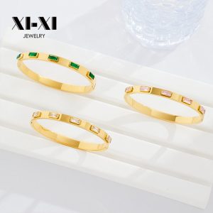 Stainless Steel Baguette Zirconia Bangle 682298798971