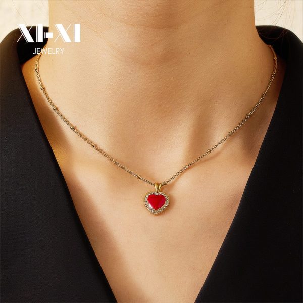 O1CN01HYRHkw25wjbqOK9cd_3529117591-0-cib.jpg Stainless Steel Enamel Heart Necklace 755219394918