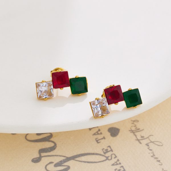 O1CN01IBtNPO25wjOE1rovB_3529117591-0-cib-1.jpg Stainless Steel Square Zirconia Stud Earrings 726100553500