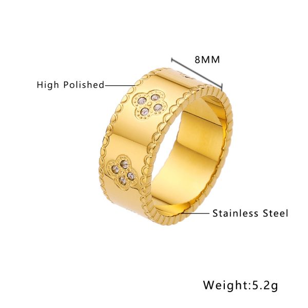 O1CN01InScA725wjciTIbb2_3529117591-0-cib.jpg Stainless Steel Clover Zirconia Ring 973279758238