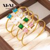 O1CN01JbhklI25wjblYuL21_3529117591-0-cib.jpg Stainless Steel Square Zirconia Bangle 947315466616