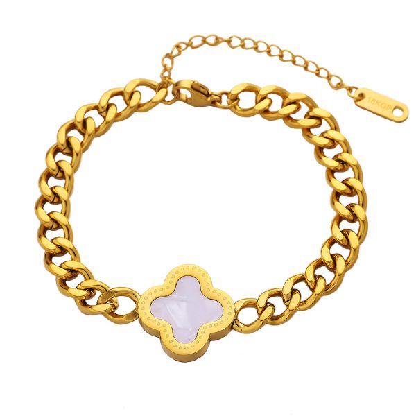 O1CN01K74iT525wjbwRjON4_3529117591-0-cib.jpg Stainless Steel Clover Shell Bracelet 955766597487