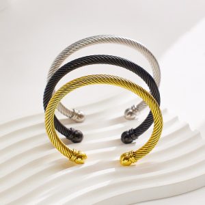 Stainless Steel Cable Open Bangle 682006941759