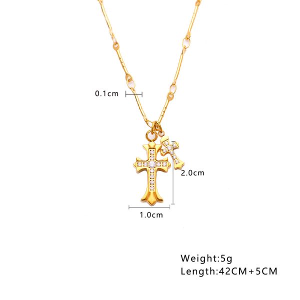 O1CN01KYtqSe25wjasbS7Yf_3529117591-0-cib.jpg Stainless Steel Zirconia Cross Necklace 928485522441