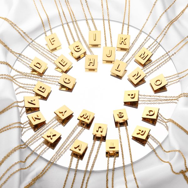 Stainless Steel Initial Letter Necklace 649513390379